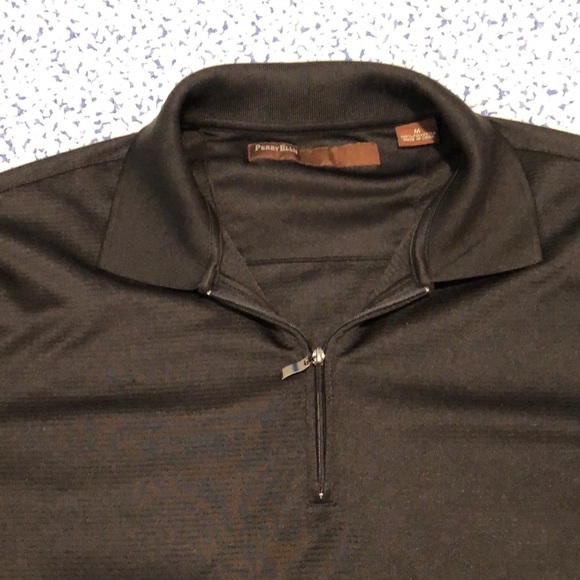 Perry Ellis Black Zip Polo Size: M - Picture 2 of 4